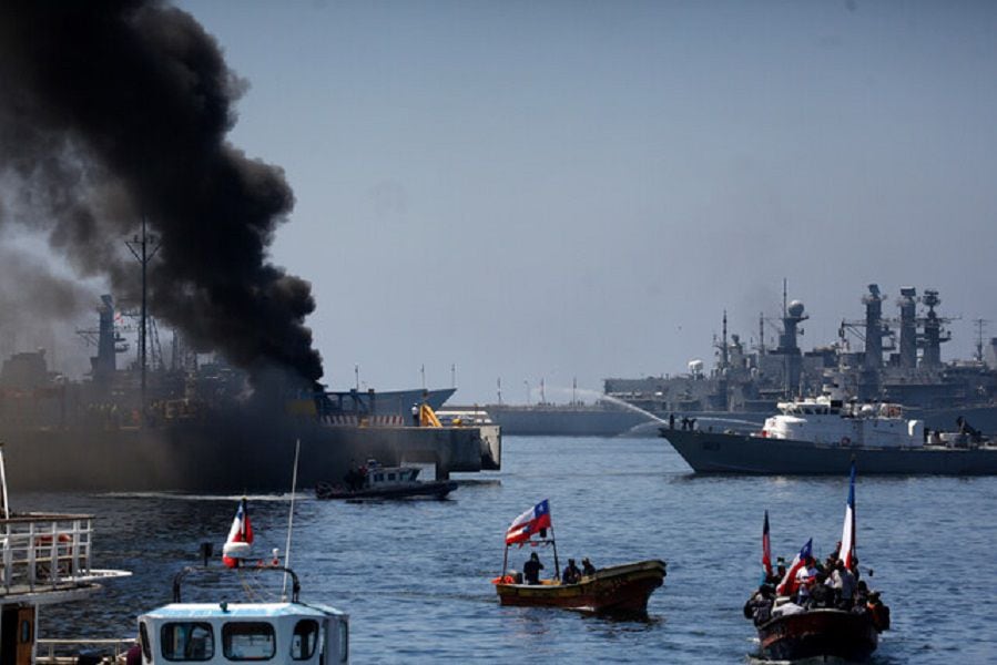 Pescadores de ex Caleta Sudamericana realizaron nuevas protestas esta tarde