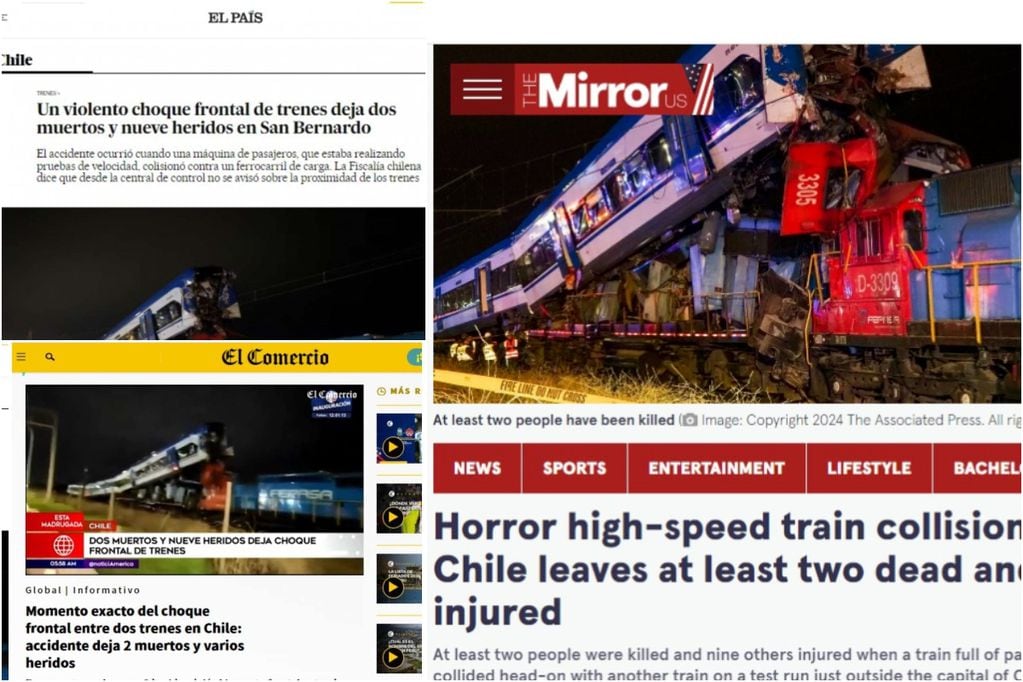Así informó la prensa internacional el accidente de trenes en San Bernardo