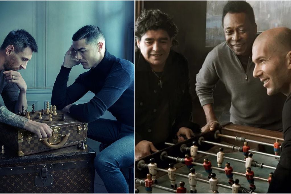 Anuncio futbolín Louis Vuitton. Pelé, Maradona y Zidanne juegan.