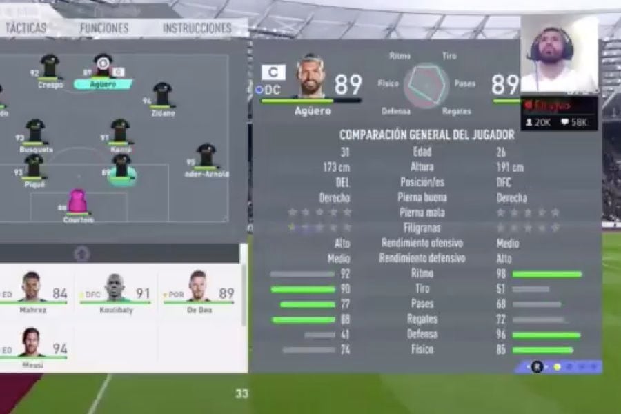 Kun Agüero la rompe jugando FIFA 20 al ritmo de Adrián y los Dados Negros