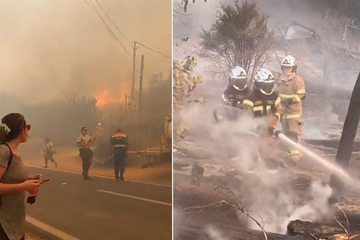 Bomberos heridos incendio Villa Alemana