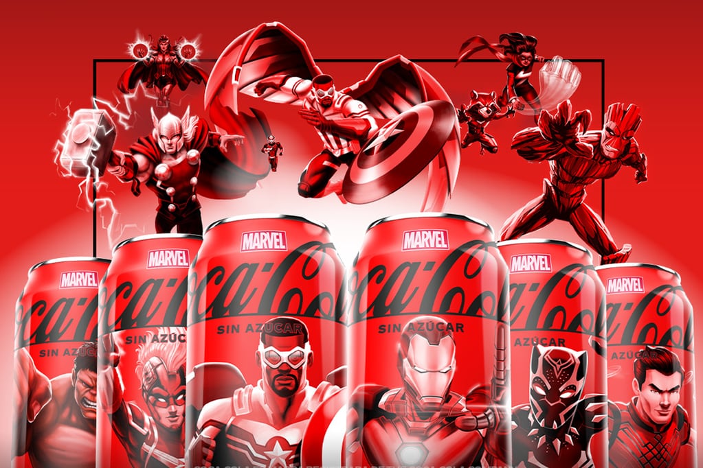 Los héroes de Marvel llegan a las latas de Coca-Cola sin azúcar.