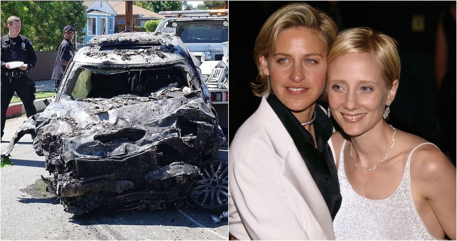 Auto de Anne luego del accidente. Ellen DeGeneres y Anne Heche.