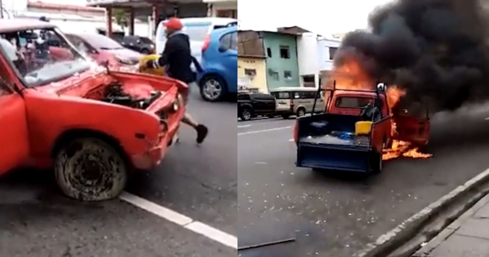 Camioneta quemada en Ecuador