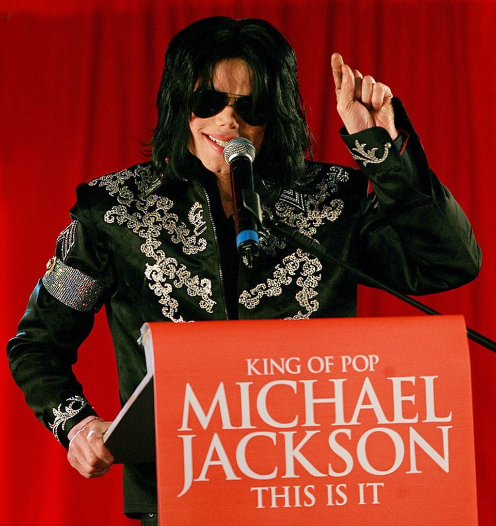 Michael Jackson en la conferencia de prensa de This is it.