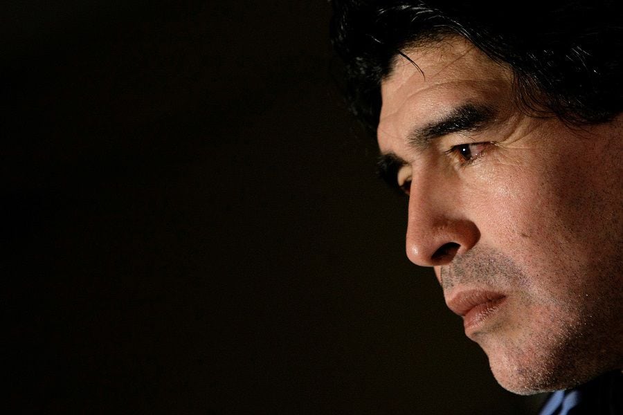 FILE PHOTO:  Maradona, coach of Argentina's national soccer team attends news conference in Munich