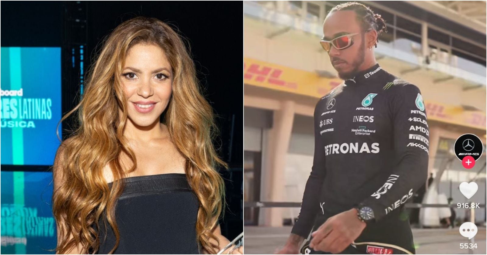 Shakira y Lewis Hamilton en TikTok de Mercedes Benz