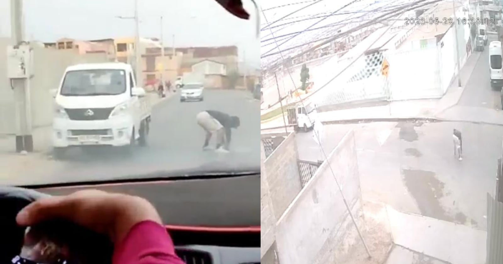 insólito video capta momento exacto del robo de tapas de alcantarillado