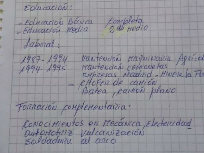 Mujer de Alhué escribió a mano CV de su marido y se hizo viral