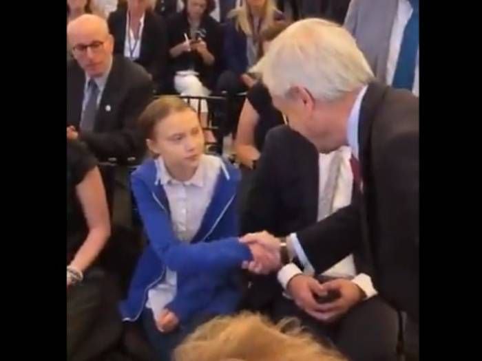 El esperado saludo entre Greta Thunberg y Piñera