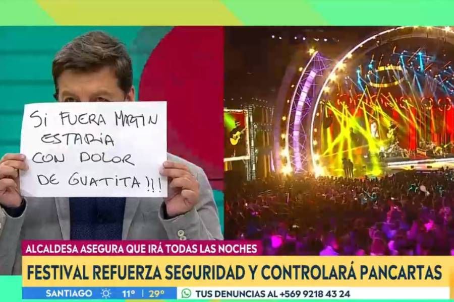 El curioso cartel "festivalero" que JC Rodríguez le dedicó en vivo a Martín Cárcamo