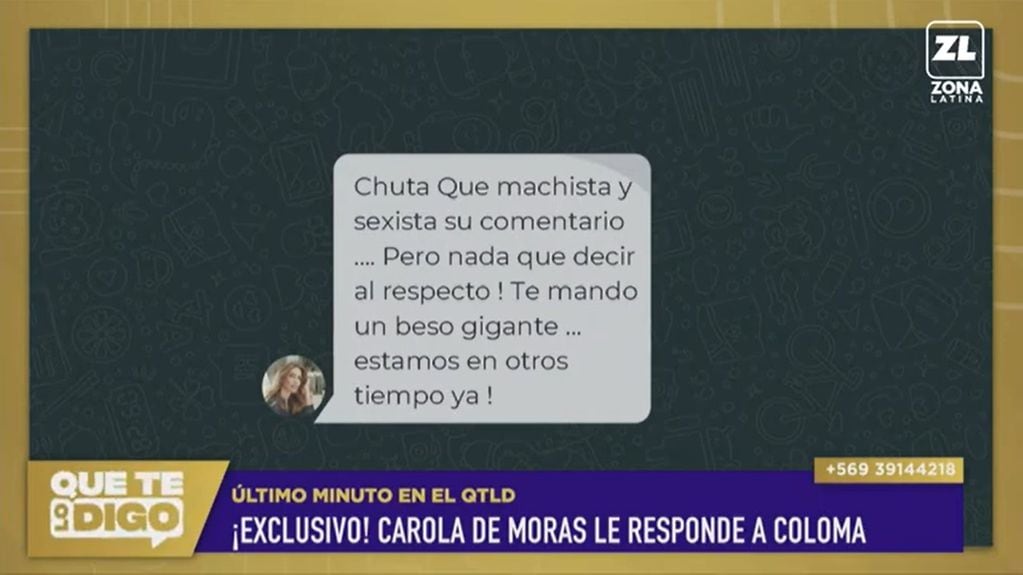 Carolina de Moras respondió con todo a la ácida crítica de Jaime Coloma (Foto: Que te lo digo)