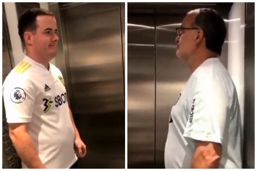 Ni se movió: Fanático del Leeds se encontró a Marcelo Bielsa en un ascensor y se volvió viral