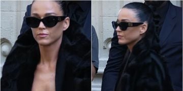 Katy Perry llegó a desfile con su look más peligroso: en topless y con abrigo de piel