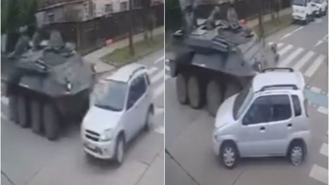 Choque entre una tanqueta del Ejército y un vehículo en Mulchén