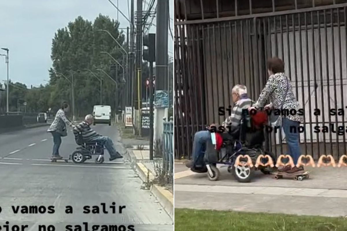 Abuelos virales por andar en silla de ruedas y skate