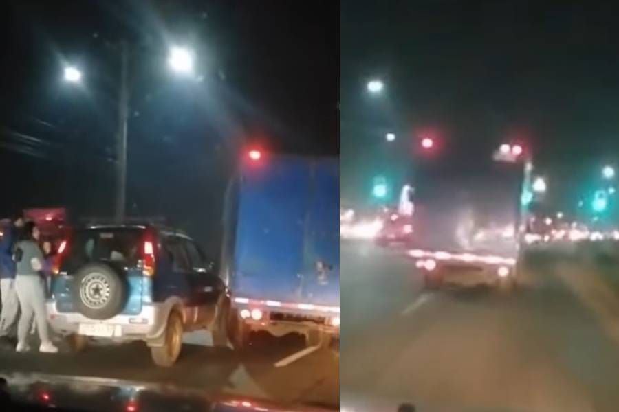 Graban a camionero en estado de ebriedad que chocó auto familiar tras ser increpado