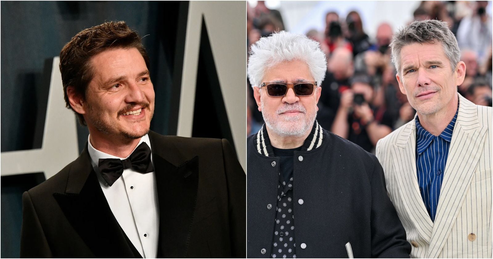 Pedro Pascal, Pedro Almodóvar y Ethan Hawke