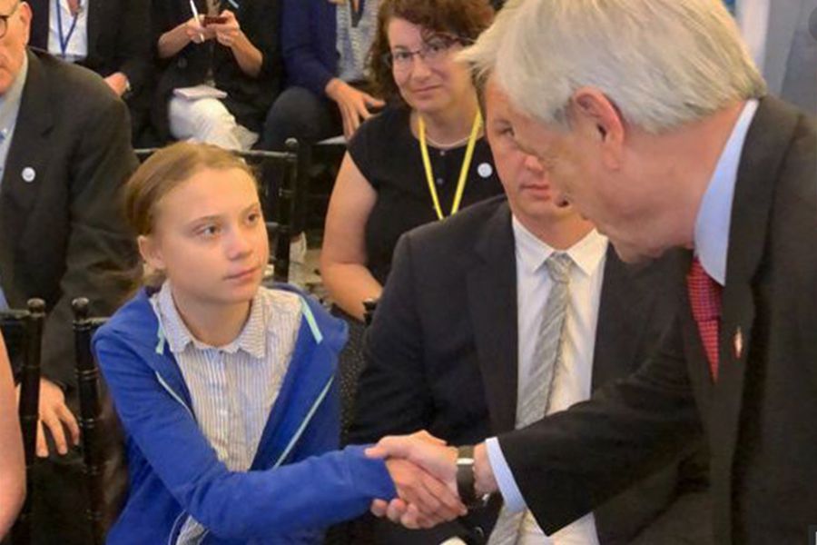 La historia tras el acercamiento de Sebastián Piñera a Greta Thunberg