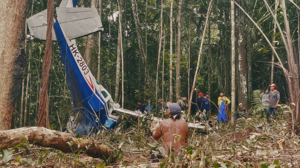 Avioneta accidentada en el Amazonas colombiano. Foto: Cedida.