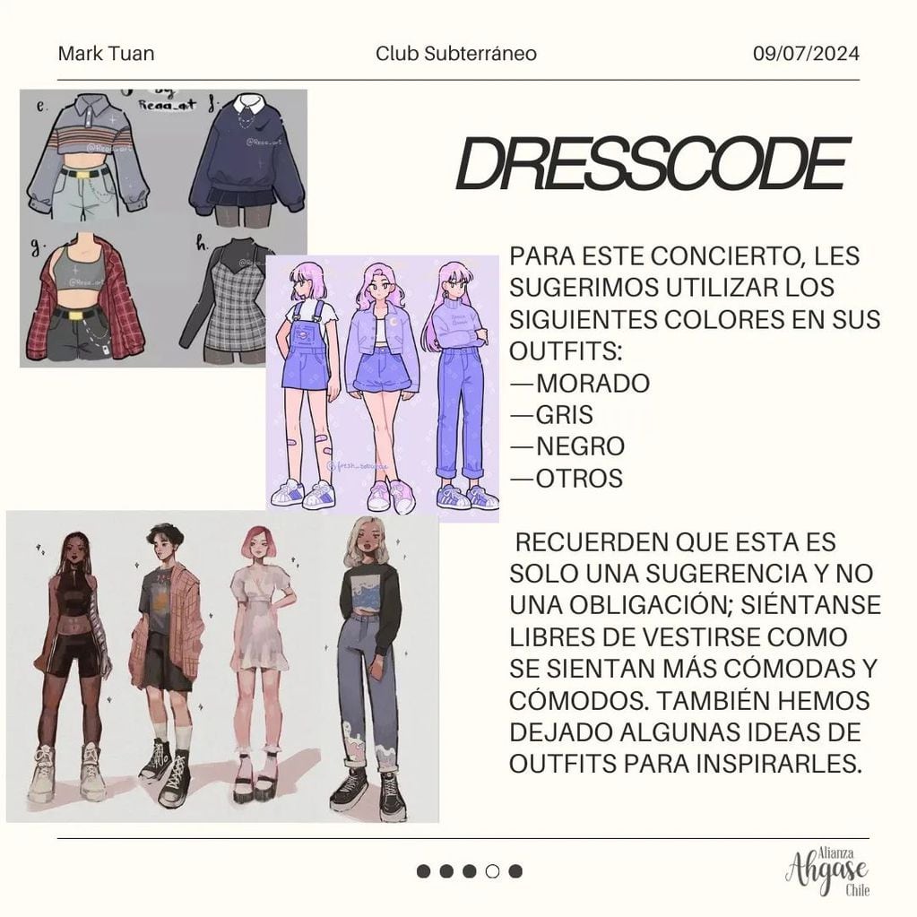 Dresscode para el concierto - Foto Instagram @alianzaahgasechile