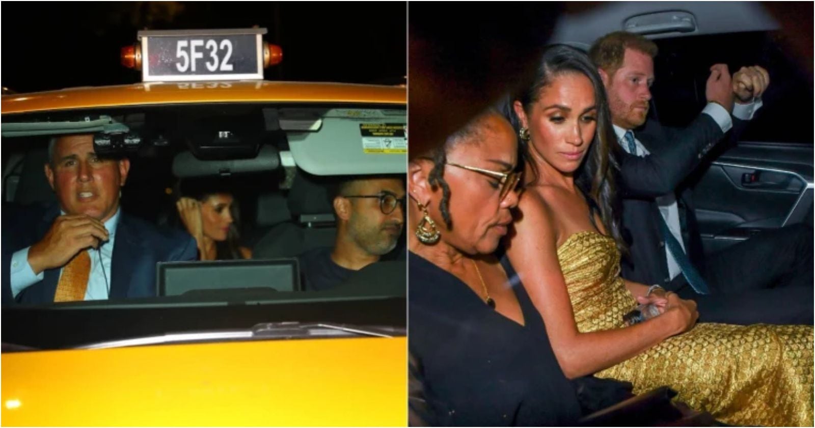 Los duques de Sussex en un taxi escapando de paparazzi