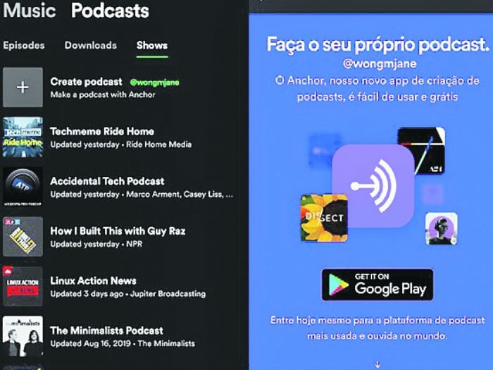 Spotify prueba botón para hacer un podcast al instante