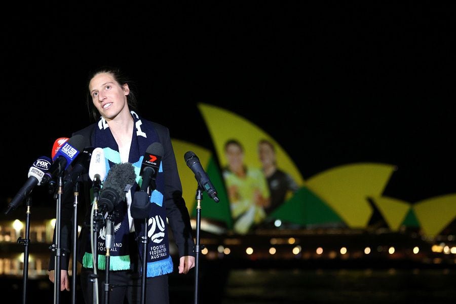 The Sydney Opera House lights up in celebration of Australia and New Zealand's joint bid to host the FIFA Women's World Cup 2023, in Sydney