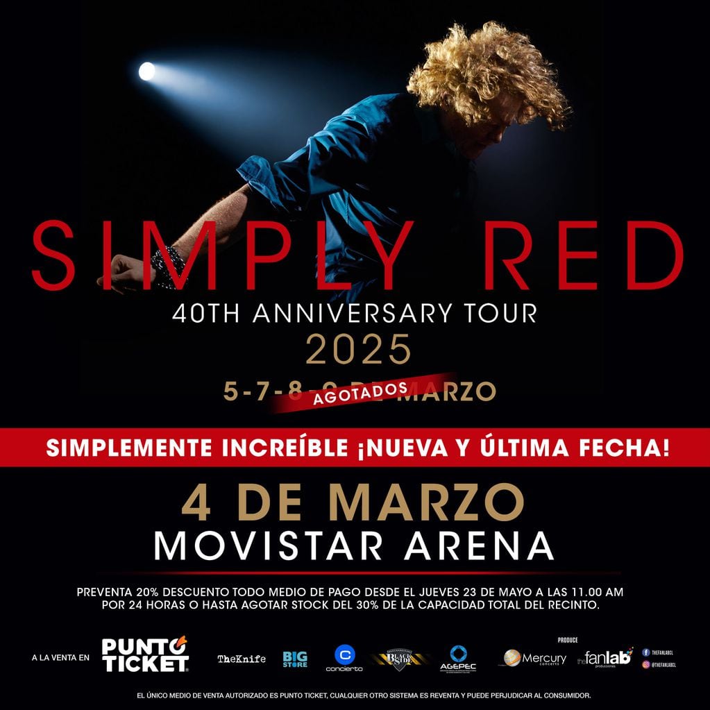 Tras agendar un quinto concierto en Chile: ¿por qué Simply Red despierta tanta emoción en el país? Foto: Simply Red.