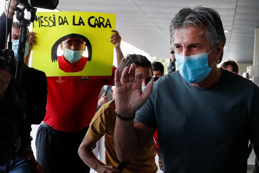 Jorge Messi, father and agent of soccer player Lionel Messi, arrives at airport in Barcelona