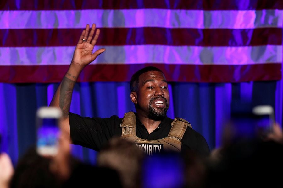 Rapper Kanye West holds his first rally in support of his presidential bid in North Charleston