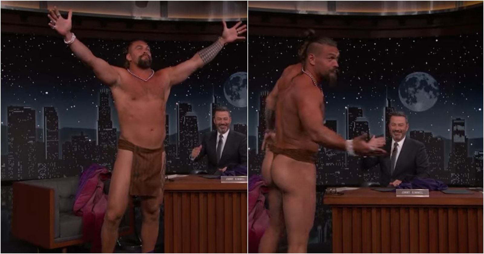 Jason Momoa en el programa Jimmy Kimmel Live