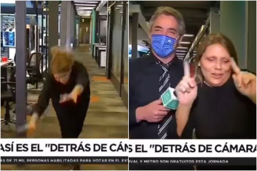 ¡Sacó aplausos de todos!: periodista se lució con voltereta perfecta en Meganoticias