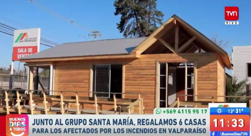 "Buenos días a todos" junto a Grupo Santa María donaron seis casas a afectados por incendio en Valparaíso