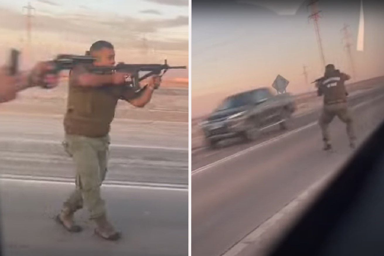 Video: Carabineros apuntan a camioneta en plena carretera