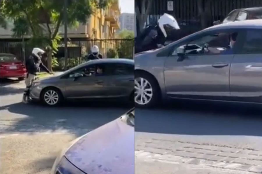 "Está atropellando a un compañero": Patrullero de Providencia fue arrastrado por conductor