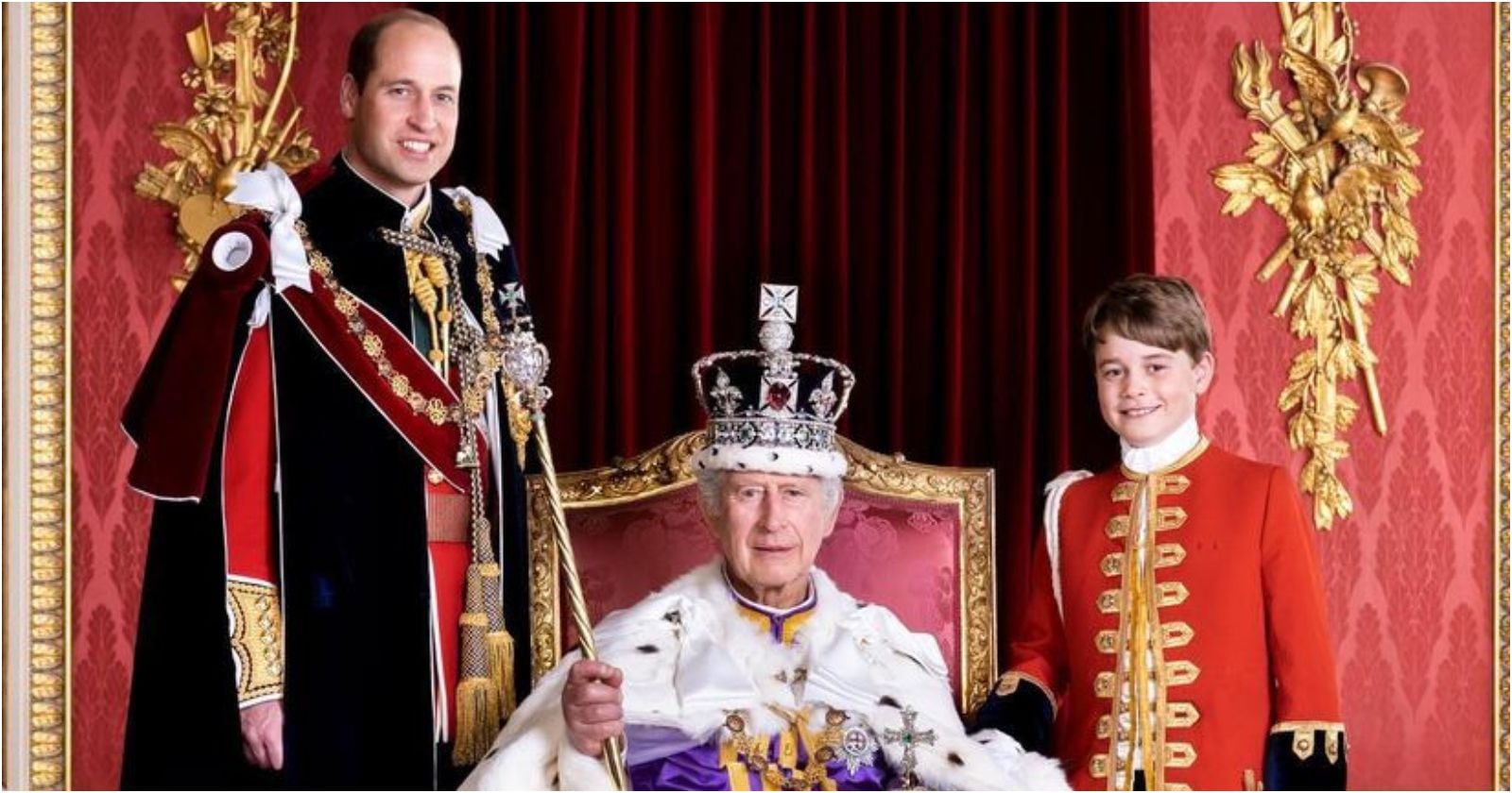 Rey Carlos II, William y George de Gales.