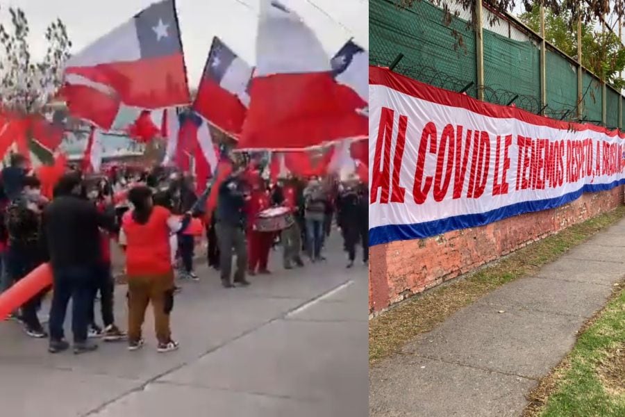 "Al Covid le tenemos respeto...": Decenas de hinchas arengaron a La Roja en Juan Pinto Durán