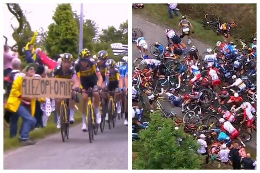 Todo por una foto: Más de 100 ciclistas del Tour de Francia caen como dominó tras incursión de un espectador