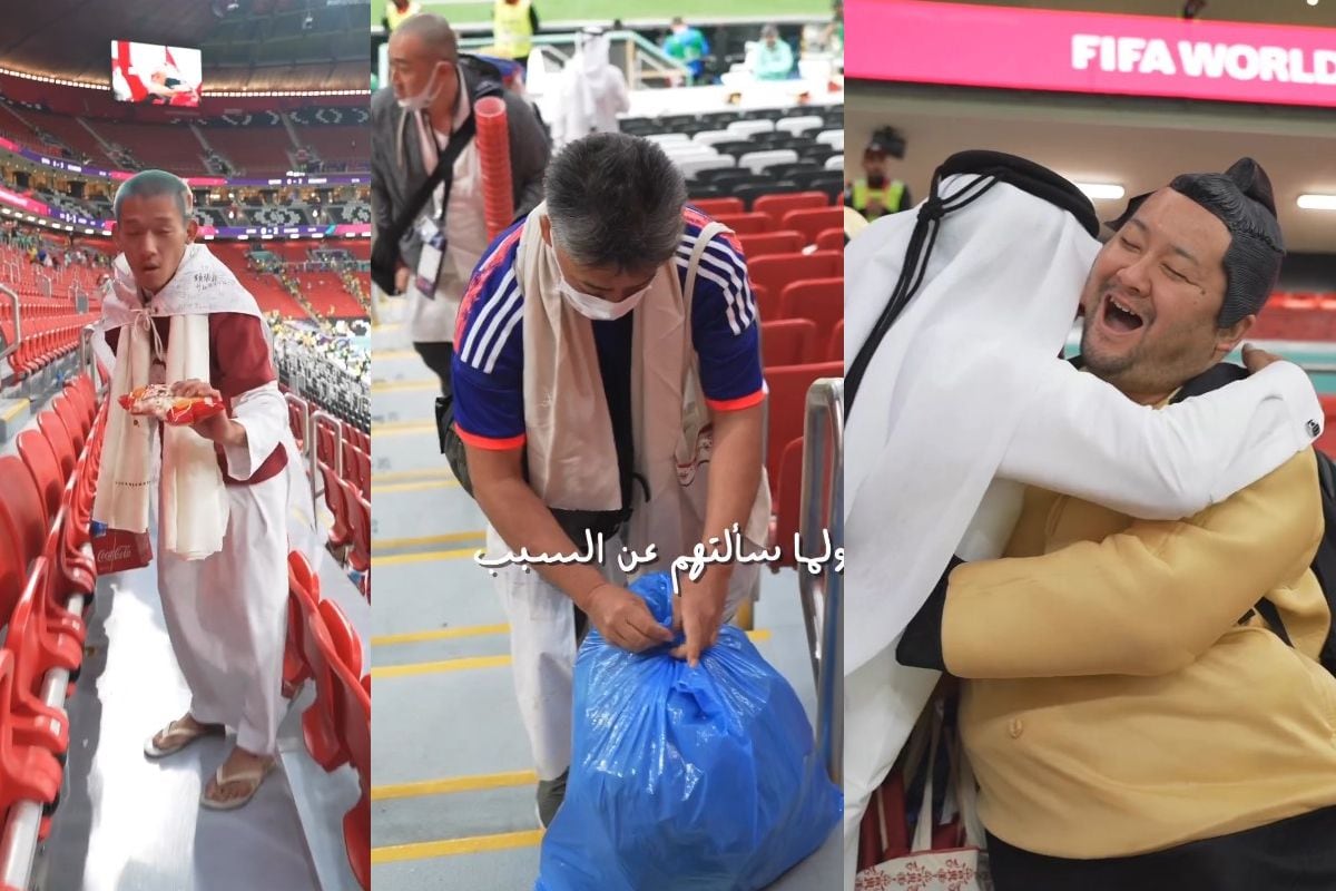 Japoneses se llevan la basura del estadio