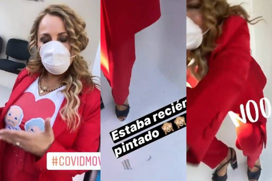 Cathy Barriga se subió a nuevo Covidmovil, recién pintado: quedó pegada