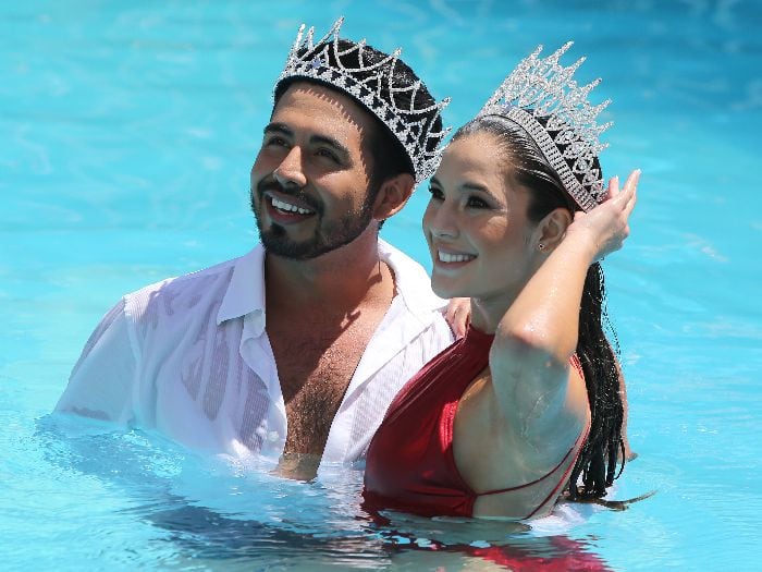 Chantal Gayoso y Hernán Arcil se lucieron con artístico piscinazo