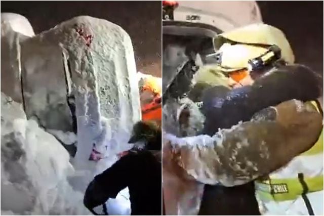 rescatan a hombre atrapado al interior de un vehículo sepultado por la nieve en Farellones