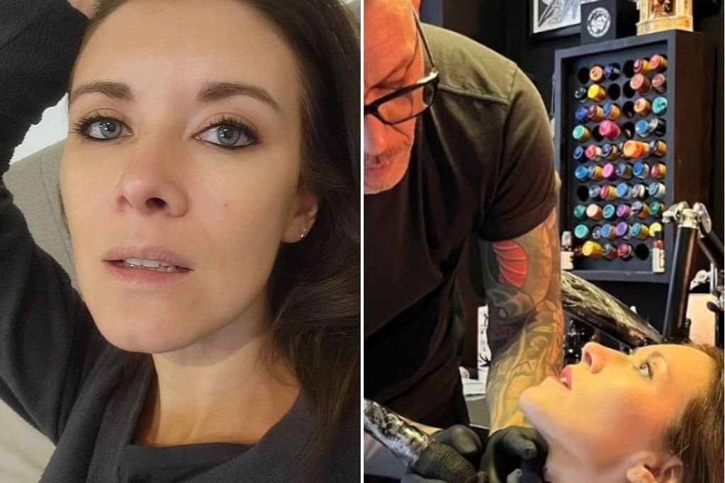 Carla Jara lució orgullosa su nuevo tatuaje en el cuello.