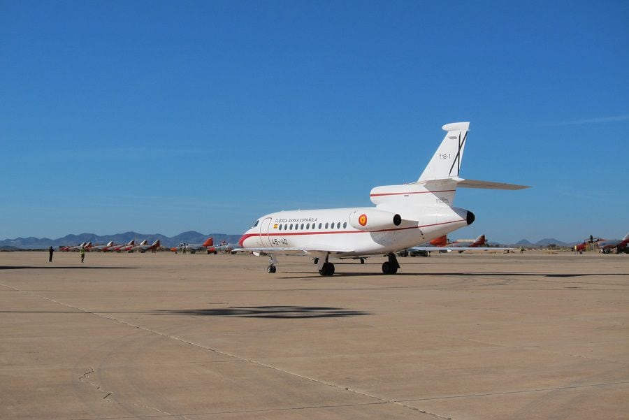 Avión Falcon 900 de la Fuerza Aérea Española en la base aérea de San Javier. Academia General del Aire (AGA)